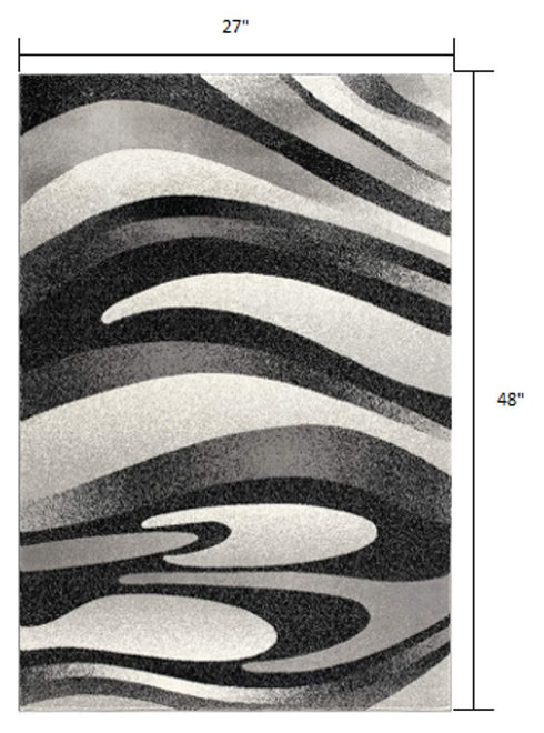 2' X 4' Gray Abstract Dhurrie Area Rug